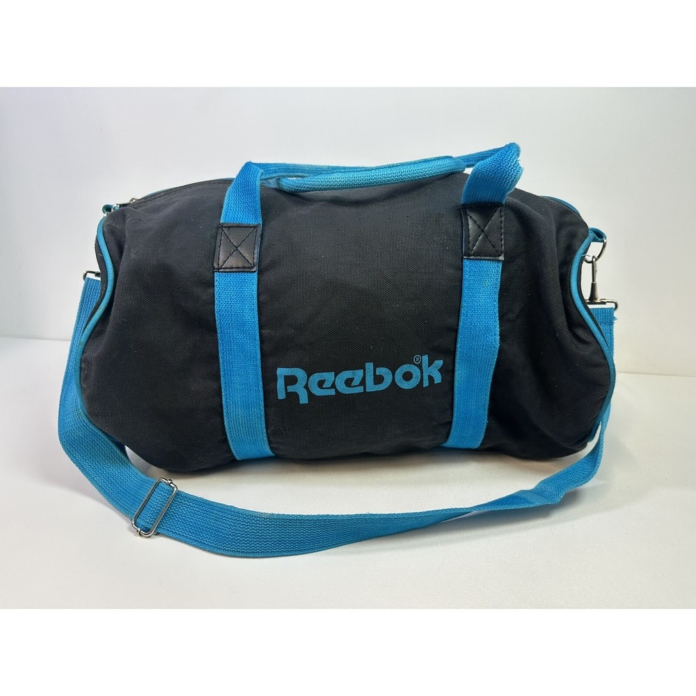 RARE‎ Y2K Reebok Black Cotton Denim Gym Duffle 90s Teal Blue READ DESCRIPTION